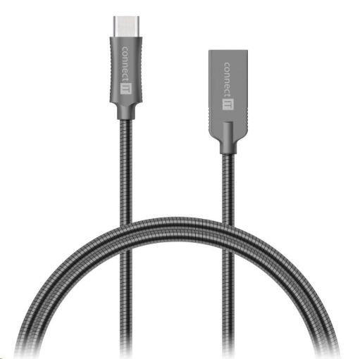 Obrázek CONNECT IT Wirez Steel Knight USB-C (Type C) - USB-A, metallic anthracite, 1 m