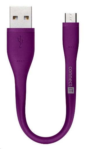 Obrázek CONNECT IT Wirez Micro USB - USB pro power banky, fialový, 13 cm