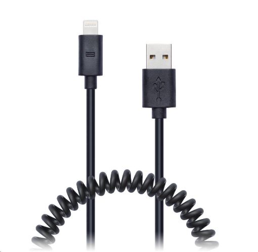 Obrázek CONNECT IT Wirez Apple Lightning - USB spirálový flexibilní kabel, 1,2 m, černý