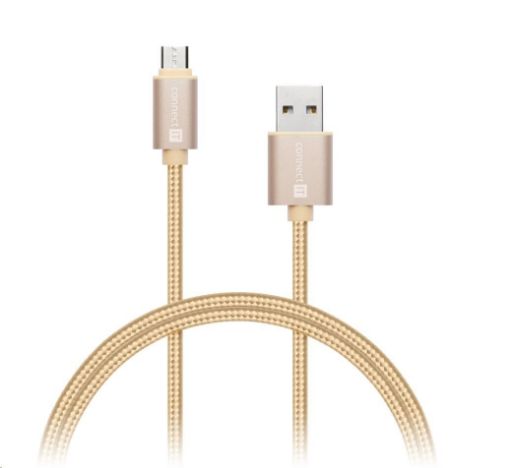 Obrázek CONNECT IT Wirez Premium Metallic micro USB - USB, gold, 1m