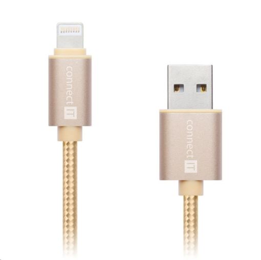 Obrázek CONNECT IT Wirez Premium Metallic Lightning - USB, gold, 1m