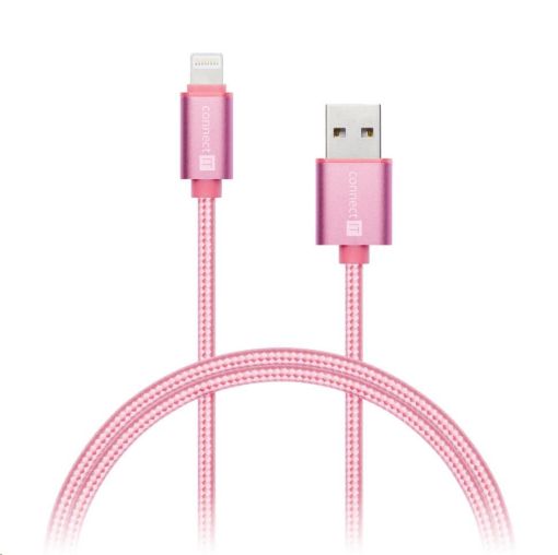 Obrázek CONNECT IT Wirez Premium Metallic Lightning - USB, rose gold, 1m