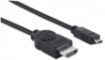 Obrázek MANHATTAN kabel HDMI s Ethernetem, HDMI Male to Micro Male, HEC, ARC, 3D, 4K, stíněný, 2m, Black