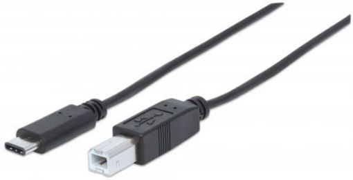 Obrázek MANHATTAN kabel Hi-Speed USB-C, C Male / B Male, 2m, černý