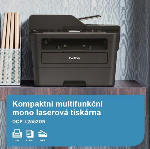 Obrázek BROTHER multifunkce laserová DCP-L2552DN - A4, 34ppm, 128MB, 600x600copy, USB 2.0, 250listů, 50ADF, LAN, DUPLEX