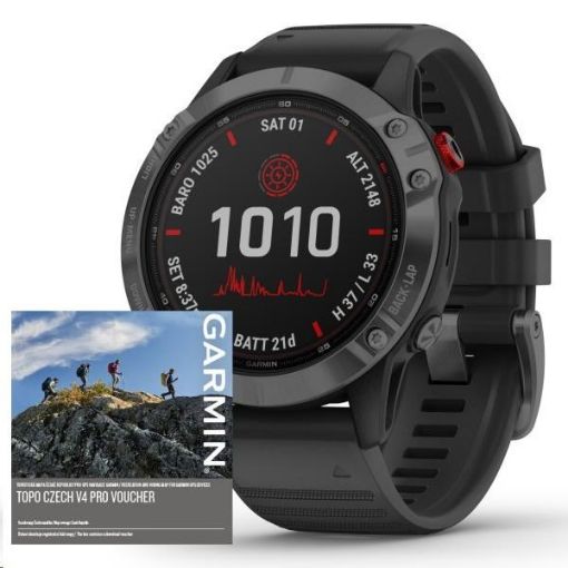 Obrázek Garmin fenix6 PRO Solar, Gray/Black Band (MAP/Music)