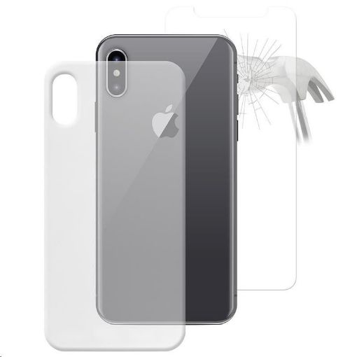 Obrázek Puro zadní kryt "0.3 NUDE", transparentní + ochranné sklo Tempered Glass pro Apple iPhone X