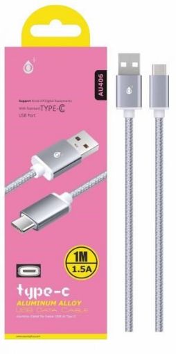 Obrázek PLUS datový a nabíjecí kabel AU406, konektor USB-C, stříbrná