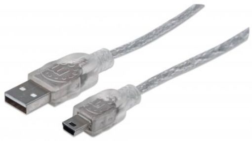 Obrázek MANHATTAN Kabel USB 2.0 A-mini B propojovací 1,8m (sříbrný)