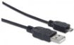 Obrázek MANHATTAN Kabel propojovací USB 2.0  A Male / Micro-B Male, 0.5 m, černý