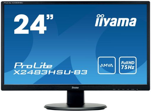 Obrázek 24"LCD iiyama X2483HSU-B3 - FullHD,4ms,250cd/m2,AMVA, HDMI,DP,VGA,USB,repro