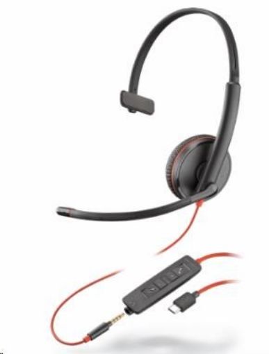 Obrázek PLANTRONICS náhlavní souprava BLACKWIRE 3215, USB-C, 3,5 mm jack, mono