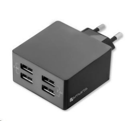 Obrázek 4smarts nabíječka do sítě, 4x USB, 2,4 A, černá