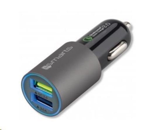 Obrázek 4smarts nabíječka do auta Rapid Quick Charge, 2x USB, 3 A, šedá