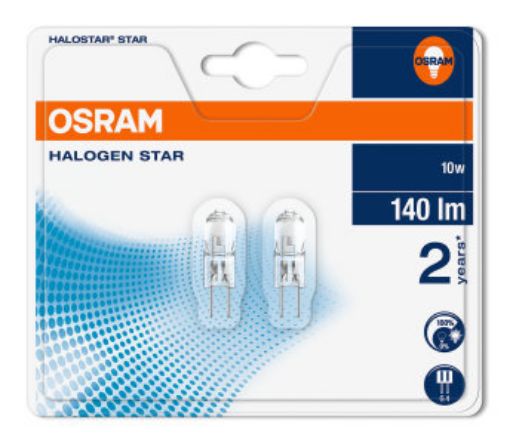 Obrázek OSRAM Halogen Halostar Star  64415 ST 12V 10W  G4 noDIM C Sklo 140lm 2700K 2000h (blistr 2ks)