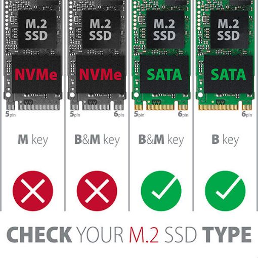 Obrázek AXAGON RSS-M2SD, SATA - M.2 SATA SSD, interní 2.5" ALU box, stříbrný