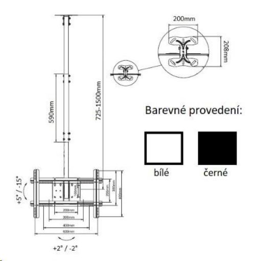 Obrázek Držák Tv na strop Fiber Mounts T560 -  Bílý