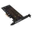 Obrázek AXAGON PCEM2-D, PCIe x4 - M.2 NVMe M-key + SATA B-key slot adaptér, vč. LP