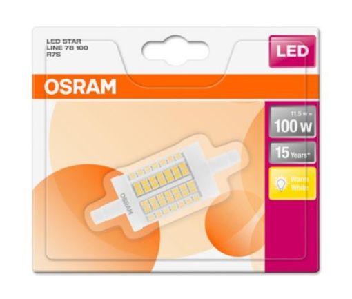 Obrázek OSRAM LED STAR LINE 78mm 230V 11,5W 827 R7S noDIM A++ Plast čirý 1521lm 2700K 15000h (blistr 1ks)