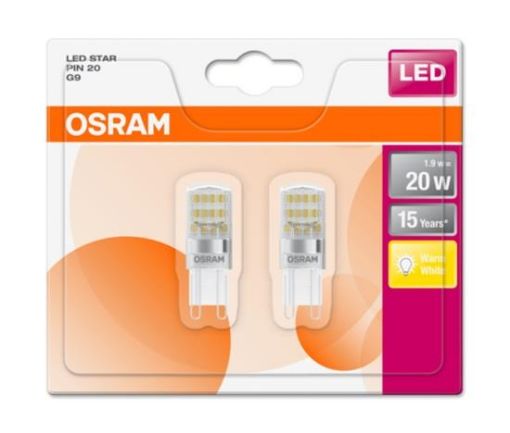 Obrázek OSRAM LED STAR PIN   230V 1,9W 827 G9 noDIM A++ Plast čirý 200lm 2700K 15000h (blistr 2ks)