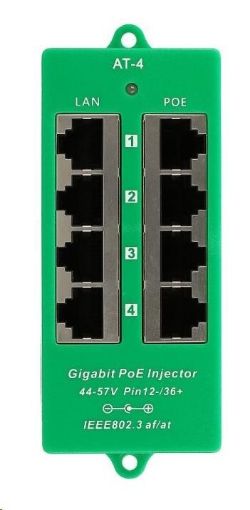 Obrázek POE injektor panel aktivní, gigabitový - 4 porty, stíněný, 802.3af/at