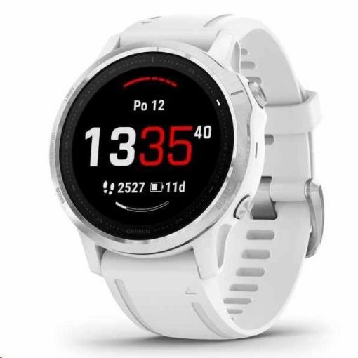 Obrázek Garmin GPS sportovní hodinky fenix6S Glass, Silver/White Band