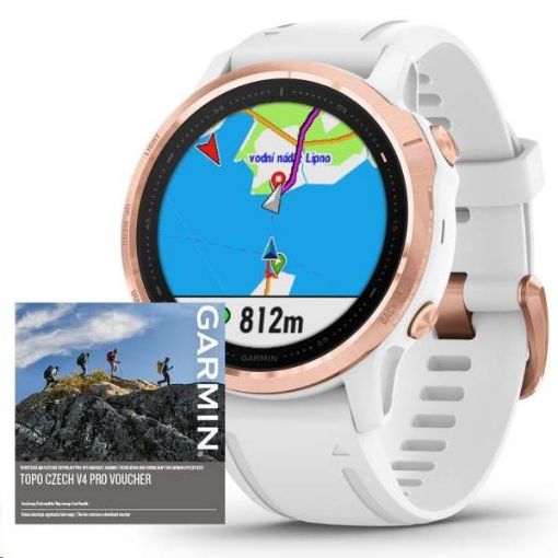 Obrázek Garmin GPS sportovní hodinky fenix6S PRO Glass, RoseGold/White Band (MAP/Music)