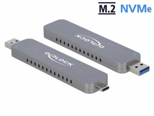 Obrázek Delock Externí skříň pro M.2 NVME PCIe SSD se zástrčkovým konektorem USB Type-C™ a Typu-A