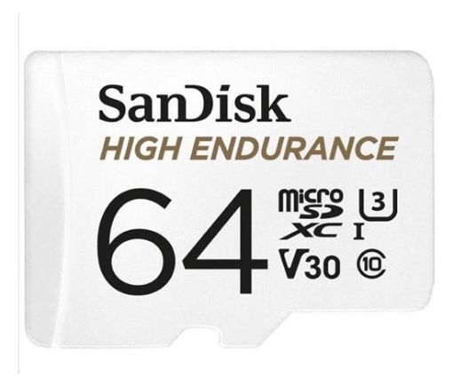 Obrázek SanDisk 64GB microSDHC Card High Endurance (R:100/W:40 MB/s, Class 10, U3 V30) + Adapter