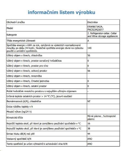 Obrázek ELECTROLUX ERW0673AOA VINOTÉKA VESTAVNÁ - (15990) - Partner