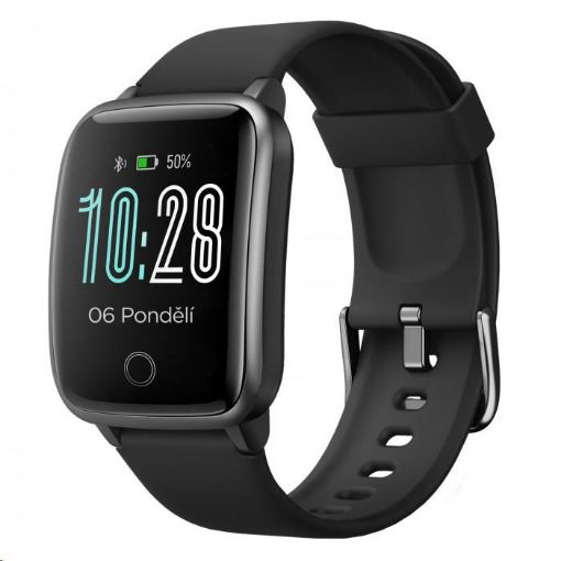 Obrázek UMAX U-Band P2-L Black - 1.3" Dotykový barevný TFT Displej, pásek 250mm, USB kabel s magnetem, BT, Baterie 210mAh