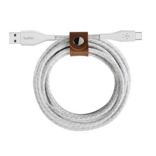 Obrázek Belkin DURATEK USB-C kabel, 1,2m, bílý - odolný + řemínek