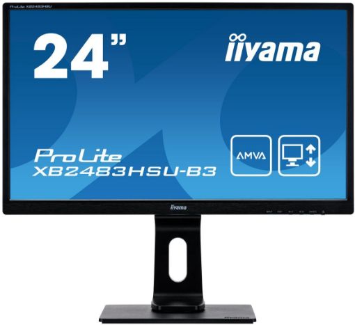 Obrázek iiyama 24 XB2483HSU-B3: AMVA, FullHD@75Hz, 250cd/m2, 4ms, VGA, HDMI, DP, USB, height, pivot, černý