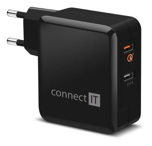 Obrázek CONNECT IT QUICK CHARGE 3.0 nabíjecí adaptér 2x USB (3,4A), QC 3.0, černý