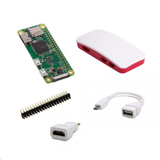 Obrázek Raspberry Pi Zero W kit (USB/HDMI adaptér, krabička, header)