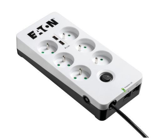 Obrázek Eaton Protection Box 6 Tel@ USB FR, přepěťová ochrana, 6 zásuvek, 2x USB nabíječka, 1m