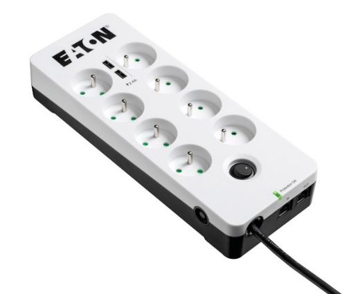 Obrázek Eaton Protection Box 8 Tel@ USB FR, přepěťová ochrana, 8 zásuvek, 2x USB nabíječka, 1m