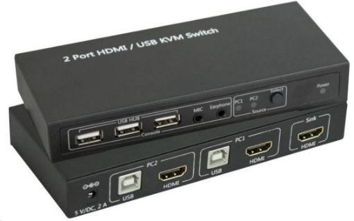 Obrázek Přepínač KVM SpeaKa Professional 2 porty, HDMI