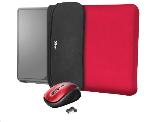 Obrázek TRUST myš + obal na notebook Yvo Reversible 15.6” Laptop Sleeve and Wireless Mouse - Red