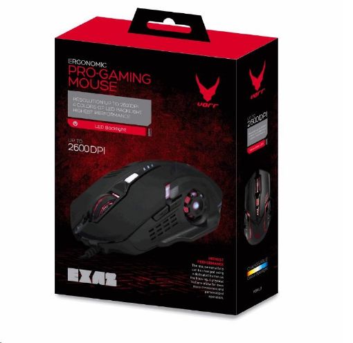 Obrázek PLATINET herní myš VARR Gaming Mouse LED, 800-1200-1600-2600 DPI, USB, black/černá