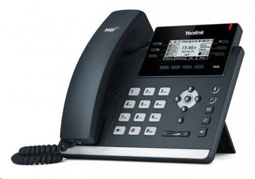 Obrázek Yealink SIP-T42S IP telefon, 2,7" 192x64 LCD, 15 prog.tl., 2x 10/100/1000, PoE, 12x SIP, 1x USB, Skype, bez adaptéru