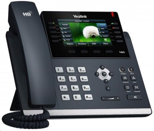 Obrázek Yealink SIP-T46S IP telefon, 4,3" 480x272 LCD, 27 prog.tl., 2x10/100/1000, PoE, 16x SIP, 1x USB, Skype, bez adaptéru