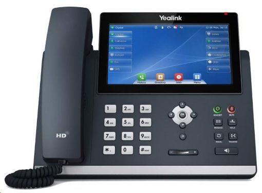 Obrázek Yealink SIP-T48U IP telefon, 7" 800x480 barevný dotykový, 2x RJ45 10/100/1000, PoE, 16x SIP, 1x USB, bez adaptéru