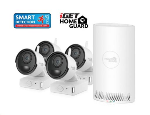 Obrázek iGET HOMEGUARD HGNVK88004P - Kamerový systém s FullHD bateriovými kamerami, set 4 kamery + NVR rekordér