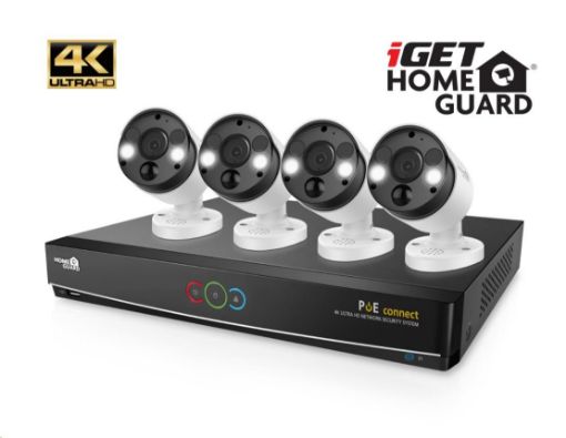 Obrázek iGET HOMEGUARD HGNVK84904 - Kamerový systém s UltraHD 4K kamerami, IR LED, venkovní, set 4x kamera + rekordér