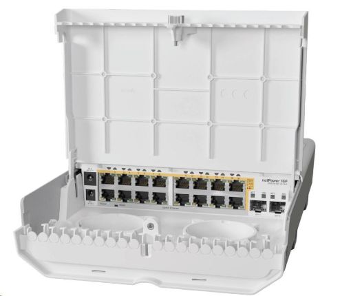 Obrázek MikroTik Cloud Router Switch CRS318-16P-2S+OUT, 800MHz CPU, 256MB, 16x10/100/1000 (PoE-out),2xSFP+, vč.L5, venkovní