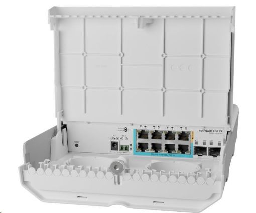 Obrázek MikroTik CSS610-1Gi-7R-2S+OUT reverzní PoE switch, 8x Gigabit, 2x SFP+, 1x PoE out, 7x PoE in, 56Gbps