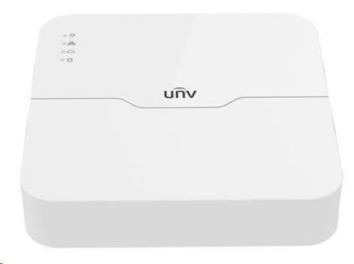 Obrázek Uniview NVR, 4 kanály (4xPoE max 54W), H.265, 1x HDD, 6Mpix (40Mbps/40Mbps), HDMI, VGA Full HD, ONVIF, 2x USB 2.0, audio