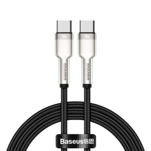 Obrázek Baseus Cafule Series nabíjecí / datový kabel USB-C samec na USB-C samec s kovovými koncovkami 100W 1m, černá