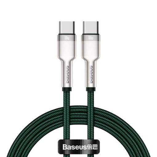 Obrázek Baseus Cafule Series nabíjecí / datový kabel USB-C samec na USB-C samec s kovovými koncovkami 100W 1m, zelená